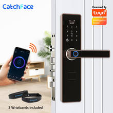 Tuya умный дверной замок с отпечатком пальца, электронный замок с дверным звонком, Wi-Fi, код RFID-карты, цифровой замок-заглушка для домашней безопасности 2024 - купить недорого
