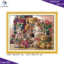 Joy Sunday Bear Family Home Decor C597 14CT 11CT Counted and Stamped Bear Happy Family Cross Stitch Needlepoint diy kit 2024 - buy cheap
