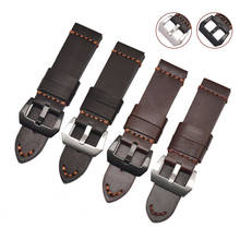 Hand Made Fashion Thick Calfskin Watch Strap 22mm 24mm 26mm Black dark brown Genuine Leather Watchband for Panerai 2024 - buy cheap