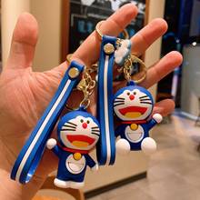 Chaveiro de anime doraemon para casais, chaveiro de carro enfeitado com pingente criativo personalizado para presente de aniversário para meninas, 1 peça 2024 - compre barato