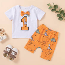 Conjuntos de camiseta y pantalones cortos con estampado de dinosaurio para bebé, ropa para recién nacido, 1 año de cumpleaños, verano, 2021 2024 - compra barato