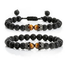 Men Natural Lava Tiger Eye Stone Bracelet 8mm Chakra Beaded Braided Diffuser Bangle Charm Women Handmade Stretch Jewelry Armband 2024 - buy cheap