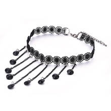 Women Crystal Tassel Multilayer Black Choker Necklace Lace Flower Choker Necklace Pendant Jewelry 2024 - buy cheap