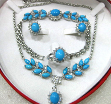 Fine green jade/turquoise necklace pendant/bracelet/earring/ring set 2024 - buy cheap