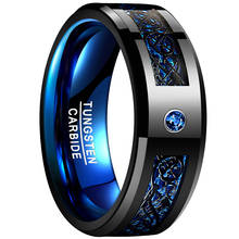 Anillo de carburo de tungsteno negro de fibra de carbono para hombre, 8mm, color azul, para boda, talla 7 a 14 2024 - compra barato