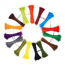 Gravatas de cabo de nylon automáticas, 12 cores, 3x100mm, de plástico, com zíper, laço para amarração de fios, 100 2024 - compre barato