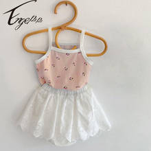 Engepapa-Chaleco estampado con tirantes de estilo coreano para niñas pequeñas, traje de falda de encaje, ropa de verano, conjuntos de ropa 2024 - compra barato