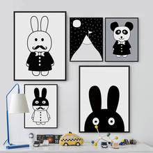 Pôster de parede panda abstrato moderno, tela de decoração, minimalista e nórdico, para sala de estar, arte, impressão de animais 2024 - compre barato
