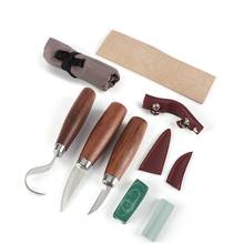 10Pcs Wood Carving Set Wood Carving Kit Include Hook Knife, Whittling Knife, Detail Knife, Knife Sharpener,Scabbard 2024 - buy cheap