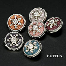 6pcs 16mm 21mm Vintage craft decorative Buttons for Women Clothing Rhinestones Resin Metal Button Coat Sewing Cover needlework 2024 - buy cheap
