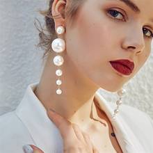 FNIO-pendientes coreanos elegantes con cuentas de perlas para mujer, aretes largos con borlas, joyería de moda 2019, kolczyki Brinco 2024 - compra barato
