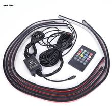 Lâmpada de atmosfera rgb led debaixo do carro, 4 unidades, tira de luz do corpo luzes neon kit de controle sem fio 2024 - compre barato