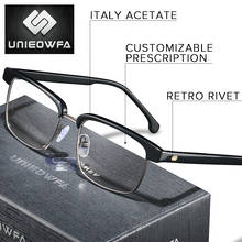 Europe High end Italy Acetate Optical Eyeglasses Frame Retro Optical Prescription Glasses Frame Men Myopia Clear Eyewear Frame 2024 - buy cheap