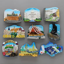 Singapore Merlion Vienna World Tourism Souvenir 3D magnetic refrigerator Laos Italy Rome souvenir furniture home decoration gift 2024 - buy cheap