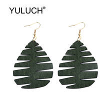 YULUCH-pendientes de madera para mujer, aretes colgantes de hoja geométrica Vintage para mujer africana, joyería para niña, regalos de fiesta 2024 - compra barato