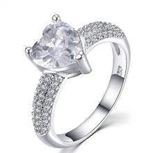 Anéis de coração de zircônia clássica joia feminina banhada a prata anel para mulheres acessórios de aniversário garotas promessa presente 2024 - compre barato