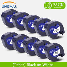 Unismar 10Pack 12mm 91200 Compatible for Dymo Paper LT 91200 Label Tape for Dymo Letra Tag Printer Black on White Label Maker 2024 - buy cheap