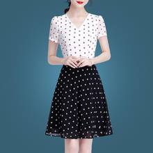 Fake Two-Piece Chiffon Goddess Style Elegance Embroidered New Wave Dot Short Sleeve Summer Cocktail Dresses 9360 2024 - buy cheap