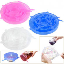 6pcs Reusable Silicone Fresh-keeping Lids Food Packaging Cover for Bowl Sealing Cap Vacuum Stretch Lid Kitchen Cookware 2024 - buy cheap