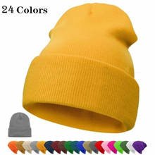 Touca tricotada unissex, chapéu quente para homens e mulheres, capuz de esqui, liso, sem bordas, fluorescente, 24 cores 2024 - compre barato