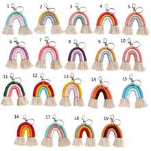 Weaving Rainbow Keychains Boho key Holder Keyring Macrame Bag Charm Car Hanging B85D 2024 - buy cheap