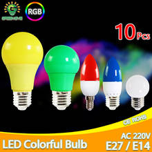 10pcs Led Bulb E27 E14 3W 5W 7W LED Lamp RGB A60 A50 G45 C35 Colorful Led candle Light SMD 2835 AC 220V 240V led Flashlight Bulb 2024 - buy cheap