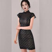 Spring Two Piece Set 2021 New Fashion Women Sexy Hollow Out  Lace Tops+Office Ladies Bodycon Pencil Skirts Suit 2024 - buy cheap