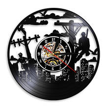 Electrical Lineman Utility Worker Wall Clock Lineworkers Home Decor Clock Watch Made Of Real Vinyl Record Retro Handicraft Art 2024 - buy cheap