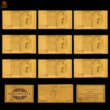 Notas de ouro 24k souvenir dinheiro 5 notas bancárias douradas moeda europeia para coleção e presentes 2024 - compre barato
