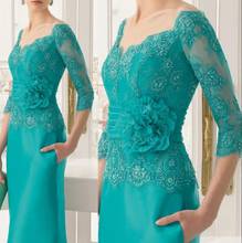 New Fashion Three Quarters Sleeves Green Evening Dress Long Mother Of The Bride Pant Suit Lace Dresses Mermaid Vestidos De Novia 2024 - buy cheap