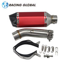 ALCON-Racing Motorcycle AK Exhaust Muffler + Middle Pipe Universal 35-51MM Round Muffler Set For Honda CB400 Slip-On Racing 2024 - buy cheap