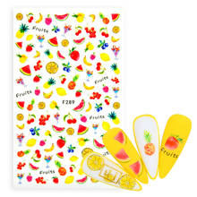 1 Sheet Summer Fruits Sliders Nails Watermelon Strawberry Orange 3D Nail Sticker Decals 2021 New Design Decoration Foil Tips 2024 - buy cheap