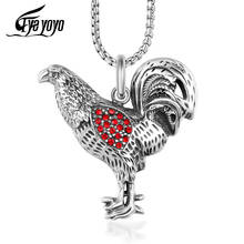 EyeYoYo-collar de titanio y acero para hombre, Circonia cúbica roja, gallo, con colgante, Punk, retrato de Animal 2024 - compra barato