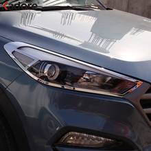 Cubierta de faro delantero para Hyundai Tucson, cubierta de faro delantero cromado ABS, accesorios de decoración de coche, 2015, 2016, 2017, 2018 2024 - compra barato