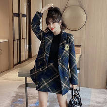 Xiaoxiang-Chaqueta de traje de lana para mujer, traje de dos piezas holgado y delgado, falda pequeña, Otoño e Invierno 2024 - compra barato