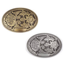 Gold and silver 3.8cm wide belt universal belt buckle smooth buckle with built-in Tanggrass pattern oval shape alloy material 2024 - buy cheap