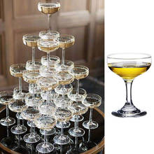 Torre de copo de vidro, 6 peças, decoração personalizável para casamento, copo de vinho champanhe, decoração para festa em casa, bar, copo de vinho, coquetel, 135ml 2024 - compre barato