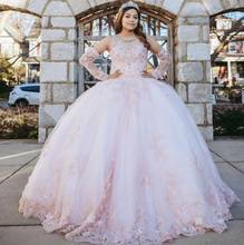 Light Pink Princess Quinceanera Dress 2021 Detachable Sleeve Appliques Beads Backless Party Sweet 16 Gown Vestidos De 15 Años 2024 - buy cheap
