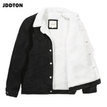 Jddton jaqueta jeans masculina casual, jaqueta solta para homens, à prova de vento com manga longa, quente, hip hop, streetwear grossa 6xl je525 2024 - compre barato