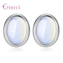 100% Brand New White Opal Stone Egg Shape Earring Stud Charm 925 Sterling Silver Oval Earrings For Wedding/Engagement Party 2024 - buy cheap