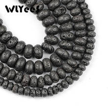 WLYeeS 6 8 10mm Natural Black Volcanic Lava Stone Flat Round Loose beads for DIY Bracelet Handmade Jewelry making accessories 2024 - buy cheap