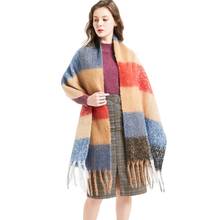 Autumn and winter Luxury thick tassel Plaid Women Scarf Warm Cashmere Shawl scarves High Quality 2024 - buy cheap