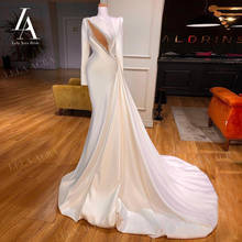 LelaAcra Pearls Mermaid Wedding Dress 2021 Sexy Long Sleeve Satin Bridal Gown Vintage Princess VS04 Plus Size Vestido De Novia 2024 - buy cheap
