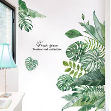 Adesivo de parede autoadesivo, decoração criativa de folha de banana e planta para decoração de casa, sala de estar, quarto, fundo de parede 2024 - compre barato