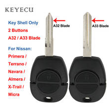 Keyecu Remote Car Key Shell Case 2 Buttons for Nissan Primera Micra Terrano Navara Almera X-Trail with Uncut A32 A33 Blade 2024 - buy cheap