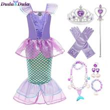 Vestido de sereia para crianças, fantasia de festa para dia das bruxas, cosplay, roupas para crianças, vestido de princesa ariel 2024 - compre barato