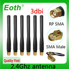 EOTH-antena de 2,4g, 3dbi sma hembra wlan, wifi, 2,4 ghz, IPX, ipex, 1 SMA macho, Cable de extensión, módulo iot 2024 - compra barato