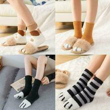 1 Pair of Plush Coral Fleece Socks Female Socks Autumn Winter Fuzzy Cat Claws Cute Thick Warm Sleeping Floor Sleep Socks Lady 2024 - buy cheap