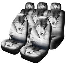 Aimaao Cool White Wolf Couple Print Car Seat Covers Men Seat Protectors Full Set Universal Fit 4 PCs Vehicle Interior Decor 2024 - buy cheap