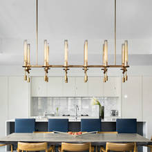 Post-modern chandelier, restaurant bar, rectangular chandelier, high-end villa all-copper light luxury chandelier 2024 - buy cheap
